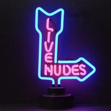 Live Nudes Neon Sculpture - Strippers - Girls - Club - Glass Tubes - Lamp - Sign