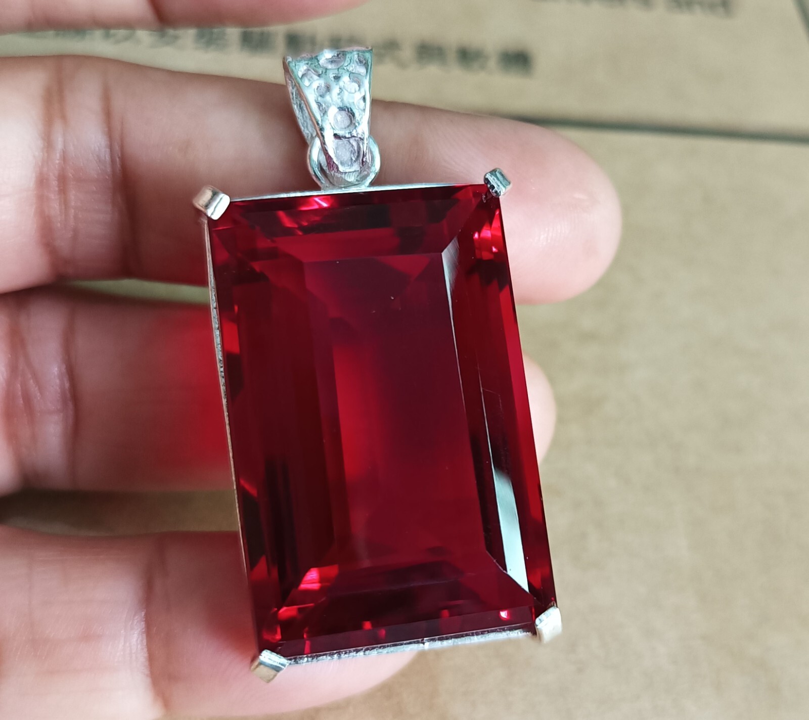 111.35Ct Certified Natural Topaz 925 Solid Silver Emerald Pendant Loose Gemstone