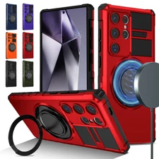 For Samsung Galaxy S24 Ultra S23 Plus S22 S21 Magnetic MagSafe Ring Stand Case