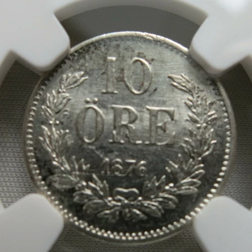 SWEDEN Kingdom 10 ore 1876 NGC MS 63 UNC Pop 1/0 Silver King Oscar Norway Graded