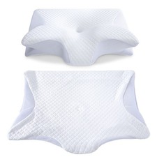 HOMCA Memory Foam Cervical Pillow Cover - Hypoallergenic Standard, White