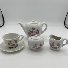 Mini Vintage Japanese Tea Set Of 5 Flowers Butterfly Vintage Teapot Creamer