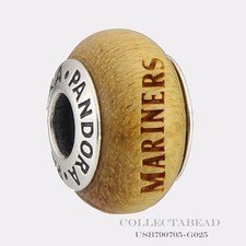 Authentic Pandora Silver Seattle Mariners Baseball Wood Charm USB790705-G025