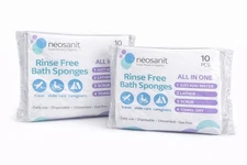 Rinse Free Bath Sponge 2-Pack (10 Pieces Each) Disposable All-in-One