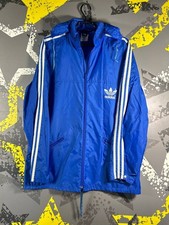 Adidas Vintage Nylon Jacket With Hood Blue Taiwan 80s 90s Men Size L ig93