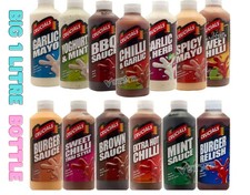 Crucials Sauce 1L Extra Hot Chilli Sauce Garlic Mayo Yogurt Mint Mustard tomato