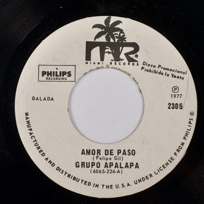 GRUPO APALAPA: Amor De Paso US Miami Promo 45 Ricardo Silva NM 45 Latin