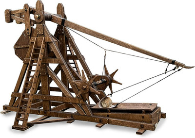 Medieval Trebuchet Catapult DIY 3D Wood Model Kit, Adult STEM Tabletop Toy