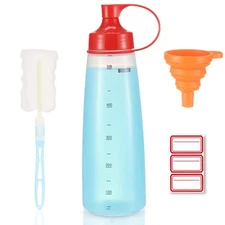 Condiment Squeeze Bottle for Sauces Wide Mouth, Plastic Squeeze Bottles for C...
