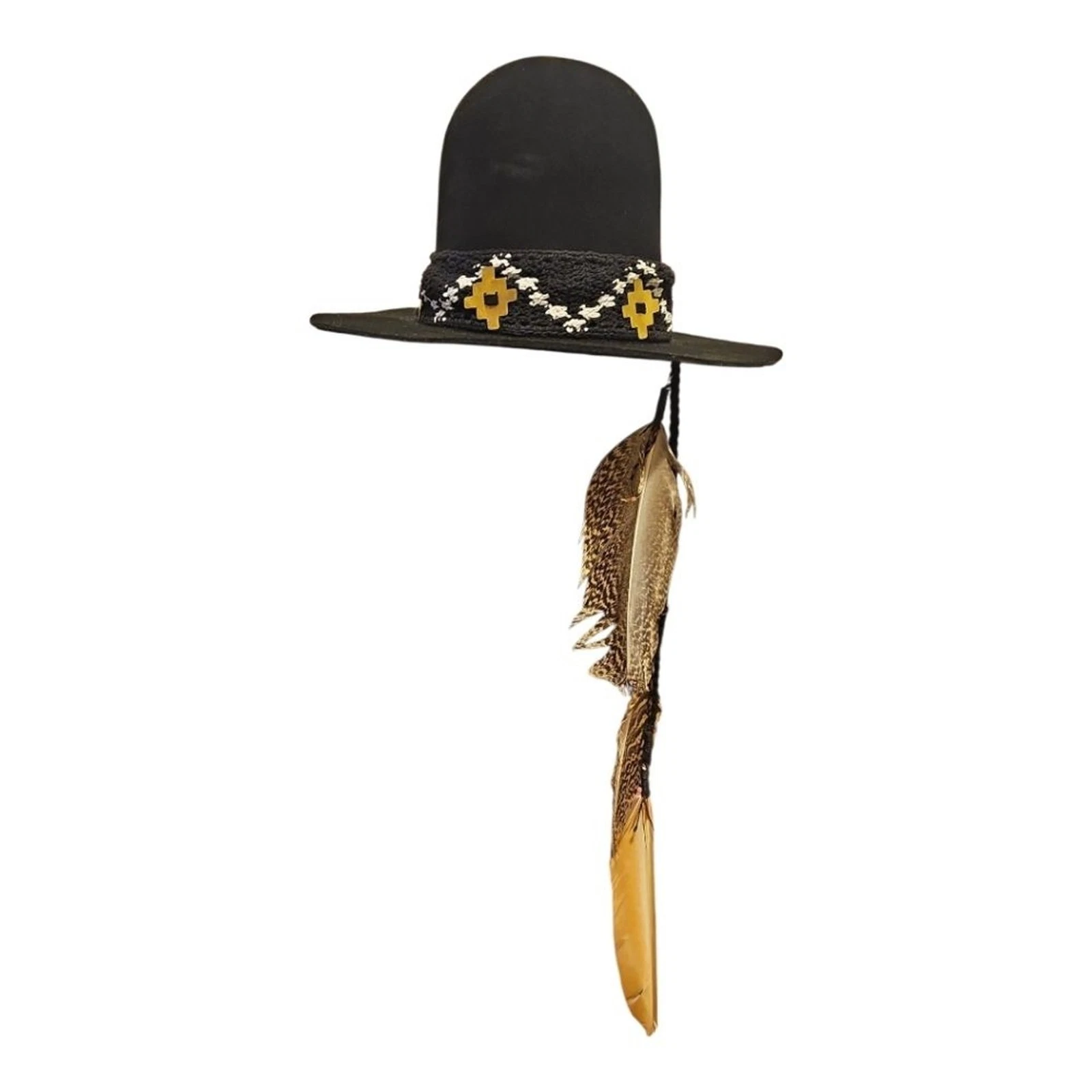 Greenpacha Black Wool Felt Hat with Feather Accent – NWOT Boho Southwest Style