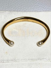 Chloe Pearl Bracelet Bangle Gold Authentic Bag Included Vintage Rare