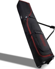 Padded Ski Bag with Wheels for Air Travel, Double Rolling Snowboard Bag Heavy Du
