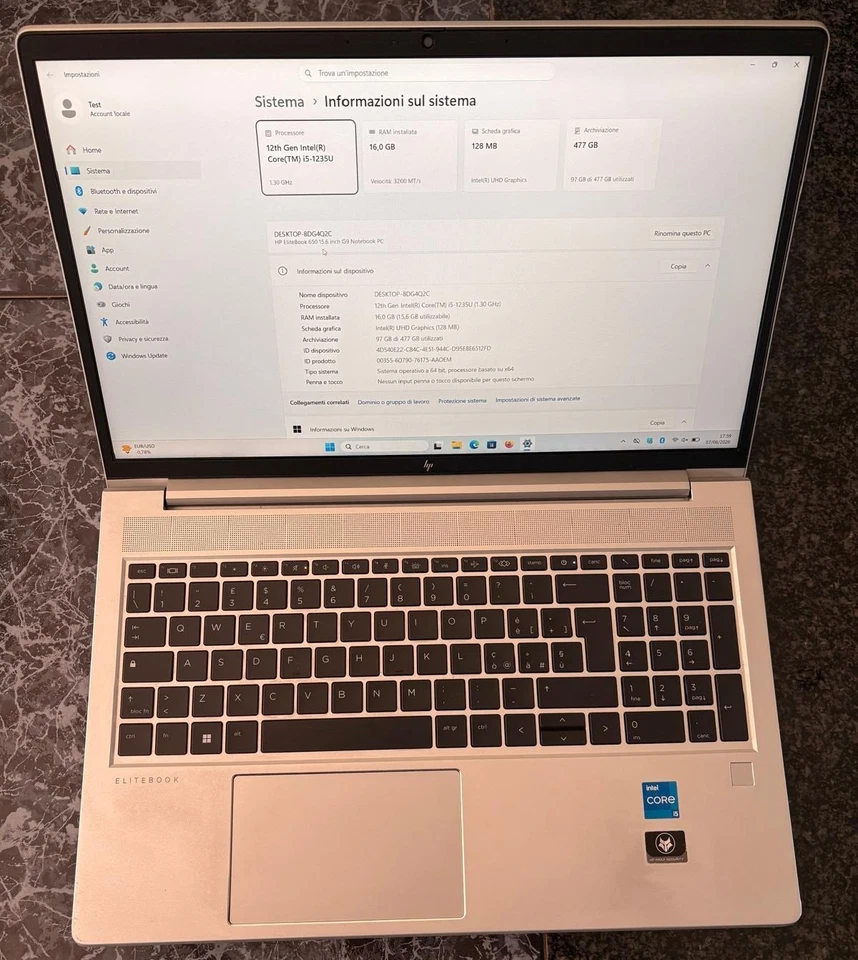 HP EliteBook 650 G9 · i5-1235U · 16GB · 512GB, foto 1 di 5