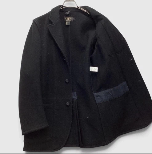 RRL Double RL Ralph Lauren Black Wool Jacket Men's XS Notch Lapel Button Front video thumbnail