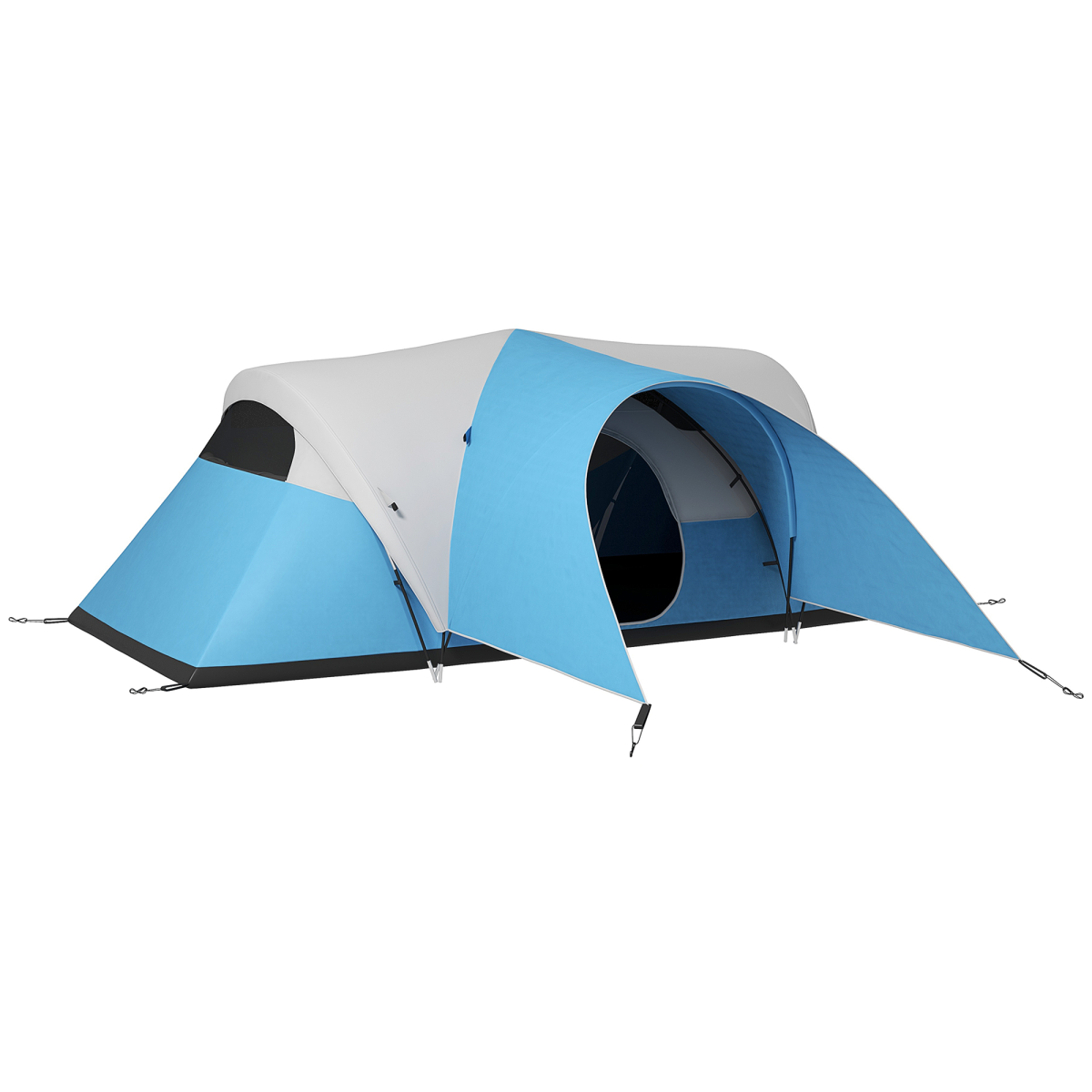 Outsunny 3000mm Waterproof Camping Tent with Porch & Sewn in Groundsheet - Blue