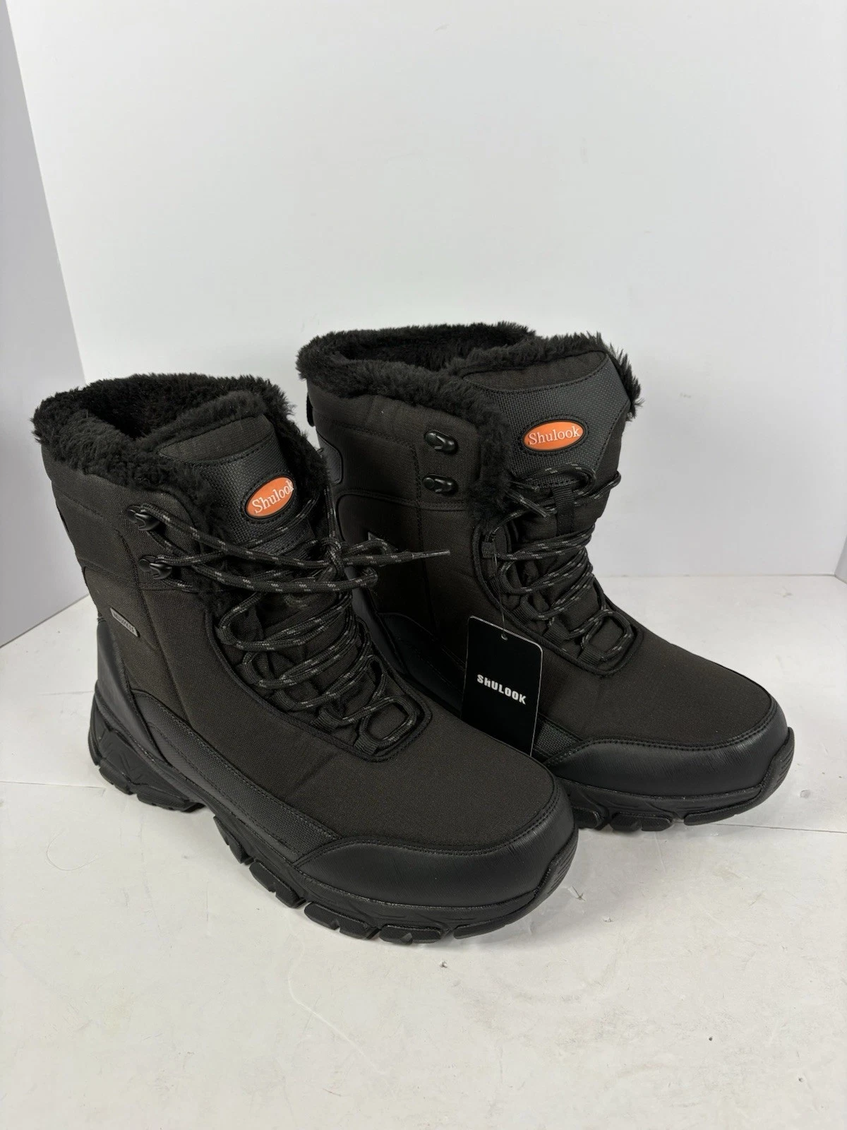SHULOOK Men 12 Snow Boots Waterproof Warm Fur Lined Winter Hiking Boot Non-slip