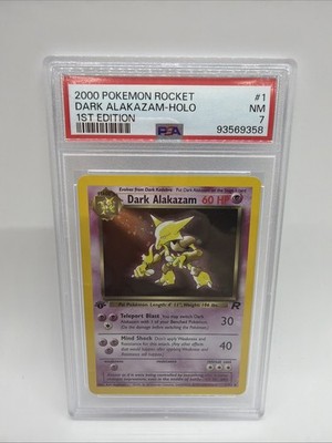 2000 Pokemon Team Rocket - 1st Edition Dark Alakazam Holo - 1/82 - PSA 7 NM