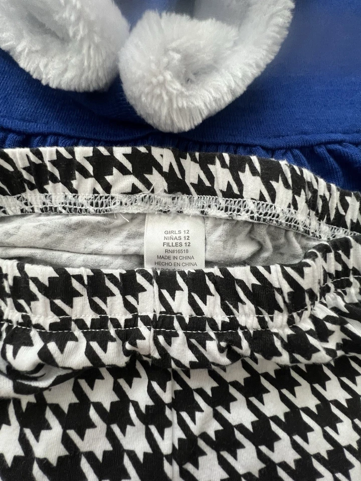 Túnica azul con leggings de pata de gallo Dollie & Me para niñas talla 12 Foto 2 de 4