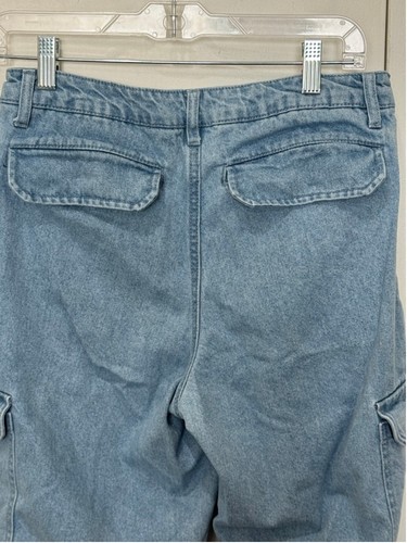 Women's Forever 21 Denim Cargo utility Pants light Blue Size 28 W 29” inseam - Picture 4 of 11