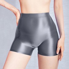 High Waist Panties Elastic Brief Oil Gloss Shiny Seamless Boxer Safety Underwear