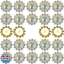 TKDUJH 100pcs 14mm Gold Claw Sew on Rhinestones, Crystal Gems Jewels for Craf