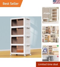4 Tier Plastic Storage Bins with Lid 23QT, Stackable Storage Containers with ...