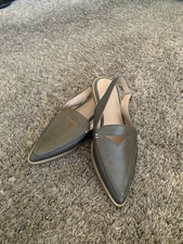 Sperry Saybrook Pointed Slingback Flats Sz. 9.5 Dark Olive Classic Preppy Shoes