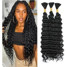 18 Inch Deep Wave Black Braiding Hair 190g 1 Pack-3 Bundles For Knotless Braids