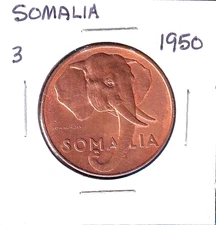 1950 [AH 1369] Somalia 10 Centesimi (KM-3) Copper [Rome Mint]   elephant