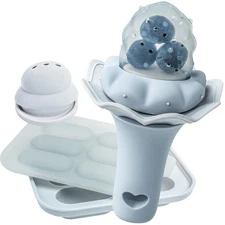 Moonkie Baby Fruit Feeder with Freezer 1 Pack + Tray, C-Sky Blue 