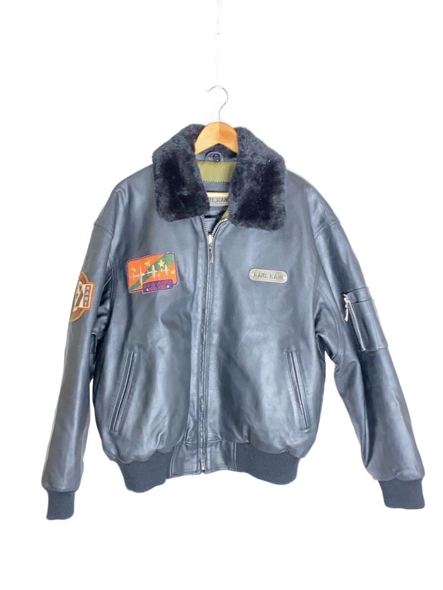 Karl Kani Flight Jacket/L/Leather/Blk/Plain 3394