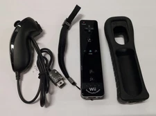 Nintendo Wii RVL-036 Motion Plus Black Remote Controller with OEM Nunchuck Works