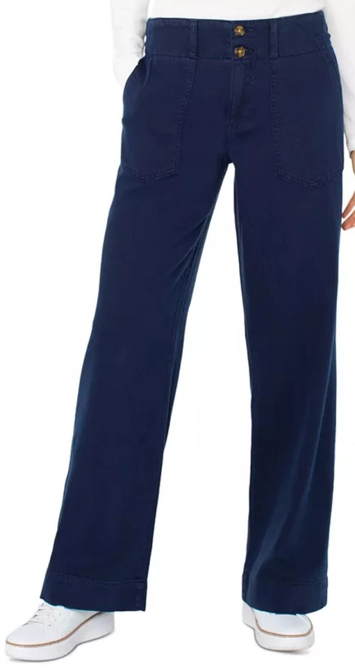 Pantalones utilitarios Liverpool Los Angeles para mujer 14 azul marino anochecer pierna ancha acampanada algodón Foto 2 de 4