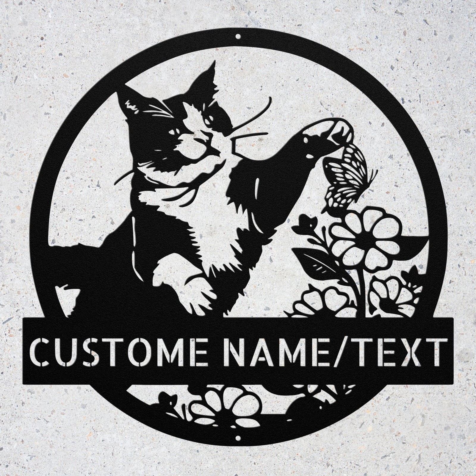 Personalized Cute Cat Metal Sign Custom Pet Wall Decor Gift for Cat Lovers