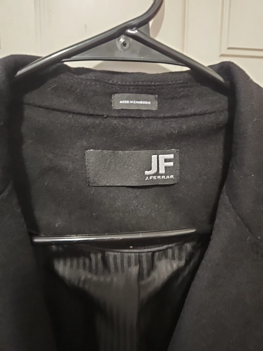 JF J.Ferrar Mens Topcoat Large Black Wool $220 Retail - product detail image 11