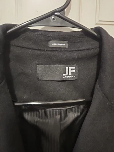 JF J.Ferrar Mens Topcoat Large Black Wool $220 Retail image 11