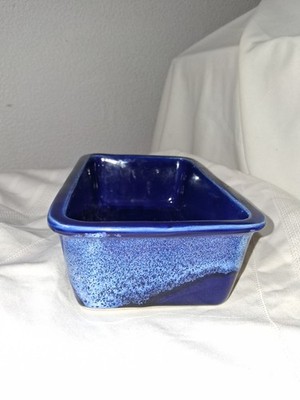 contemporary Bruning Studios speckled blue glazed rectangular ceramic bake