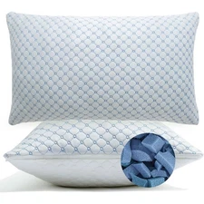 Cooling Bed Pillows for Sleeping Set of 2, Shredded Memory Foam Pillows for Bed