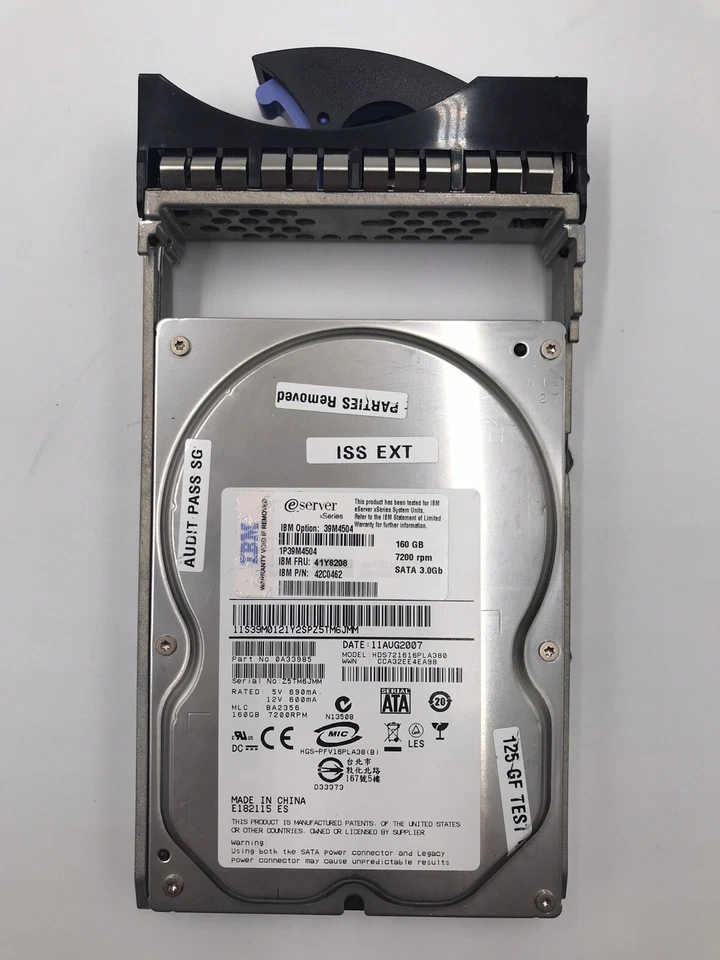 39M4504 IBM 160GB SATA-II 7.2K 3G 3.5" HDD 42C0462 0A33985 41Y8208 1P39M4504 - Image 4 of 4