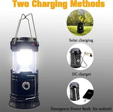 Solar Camping Lantern 500LM - Triple Power (Solar/USB/AA), IPX4 Waterproof