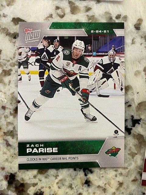 2020-21 TOPPS NOW NHL STICKER WEEK 7 MINNESOTA WILD ZACH PARISE #55