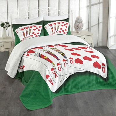 Poker Tagesdecke Set Royal Flush mit Herz-Anzug
