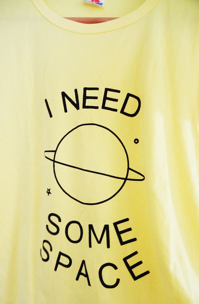 Vintage Womens I Need Some Space Yellow T shirt Size Small Medium