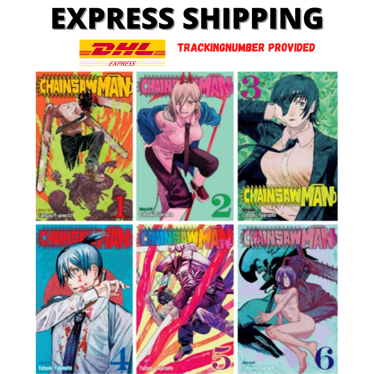 Comic Book Anime Chainsaw Man Manga Volume 1-6 Full Set Express Shipping