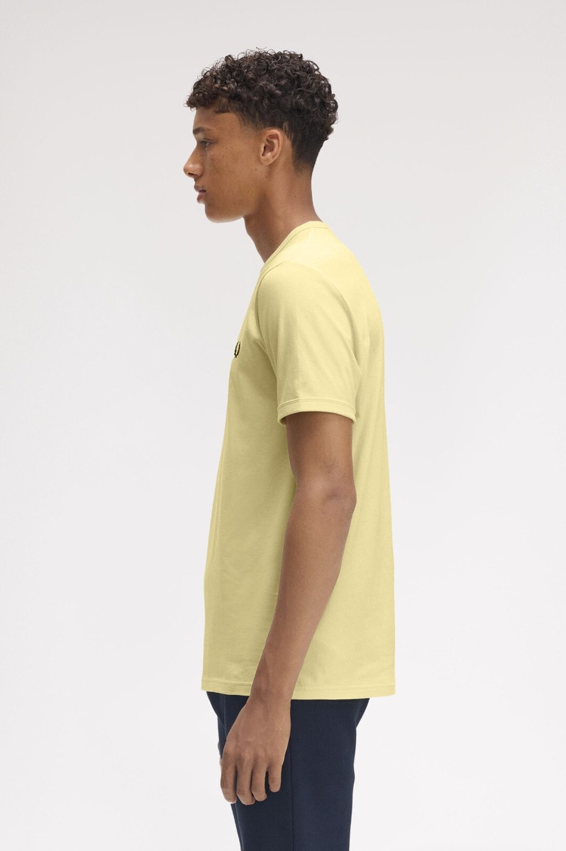 Tシャツ・カットソー FRED PERRY Men T-shirt Mustard M3519 X83 Fred Perry Ringer T-Shirt Plain In Cotton M3519 X83