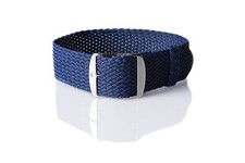 Indigo Perlon Braided Woven Watch Strap/Band With Stainless Steel Buckle 20mm