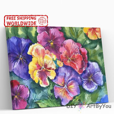 Paint By Numbers Kit Flower Abstract Acrylic Wall Art DIY Brush Framed Decor