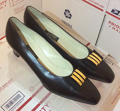 BALLY MOLIA Switzerland Black Lamb Leather Classic Pumps Shoes