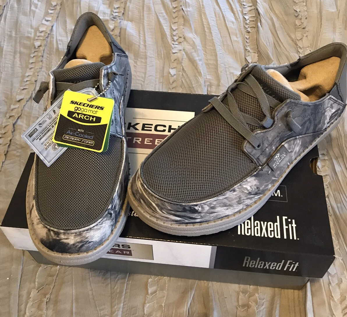 SKECHERS MossyOak Fishing Relaxed Fit Memory Foam Gray Camo Shoes 8.5 New  210330 | eBay