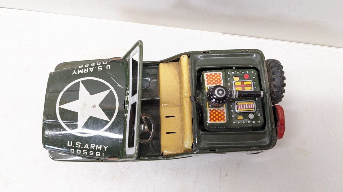Vintage 1950's Tin Toy Military Jeep Friction Japan US Army Vintage 1950's Tin Toy Military Jeep Friction Japan US Army
